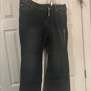 torrid Dark Indigo Mid-Rise Straight Jeans with Contrast Stitching